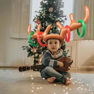 Opblaasbaar rendier gewei ringwerpspel, leuk kerstfeest interactief speelgoed voor kinderen.