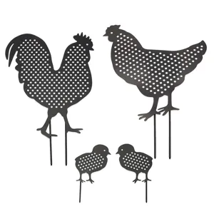 Acrylic Chicken Yard Art Garden Stake Hollow Out Animal Silhouette Lawn Ornament Outdoor Backyard Decor Gift