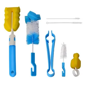 Baby Bottle Brush Cleaner Set Multi-Functional Nylon Sponge Nipple Straw Cleaning Brushes For Infant Feeding Bottles