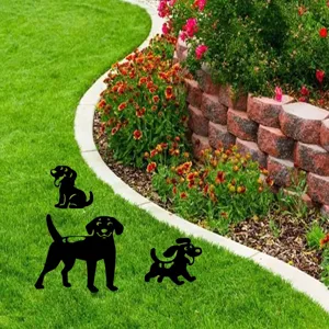 Acrylic dog silhouette garden stakes outdoor lawn decor cute yard art detail showcase