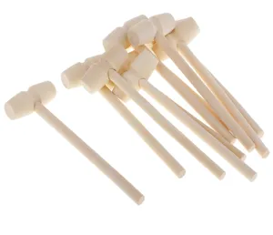 Mini wooden hammers set crab mallets natural wood small toys DIY crafting tools practical use
