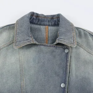 Dames klassieke blauwe denim jas met revers en knoopsluiting casual dagelijkse kleding