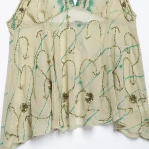 Chic halter neck backless sequin tie-dye top for women stylish summer apparel