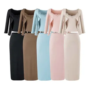 Ribbed knit lace v-neck camisole cardigan and high waist long skirt multi-color set details.