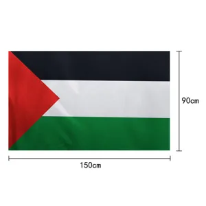 Palestine flag 90x150cm polyester national banner for outdoor hanging, parties and sport events.