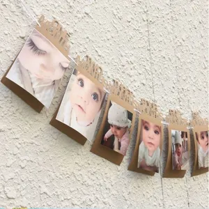 Baby monthly photo banner first birthday milestone garland photo display for baby shower party