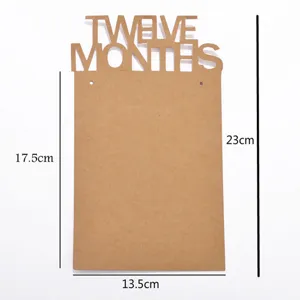 Wooden 12 months baby photo banner display board detail dimensions showing 23cm height.