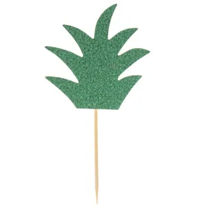 Green glitter pineapple leaves cake topper for birthday party wedding festival decoration DIY.