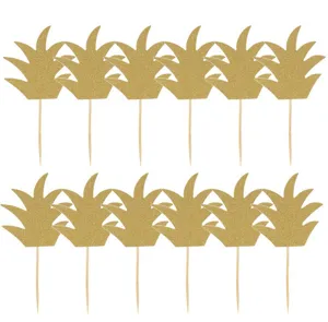 Gold glitter pineapple cake toppers for birthday wedding party dessert decoration 12pcs