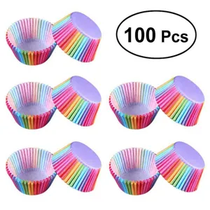 Moldes de Papel para Magdalenas de Arcoíris Forros para Magdalenas A Rayas de Colores Para Hornear Pasteles de Chocolate Suministros