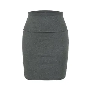 Grauer taillierter Strick-Minirock, elegante figurbetonte Bleistiftrock für Damen.