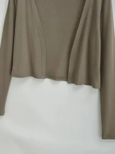 Damen einfarbiger langärmliger kurzer Cardigan, bequemes lässiges Basic Oberteil.