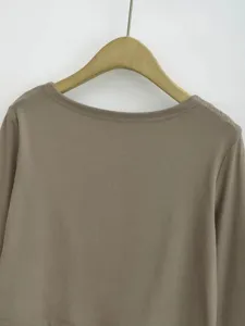 Einfarbig Damen Langarm Basic T-Shirt Nahaufnahme Detailansicht Freizeit Alltag Top