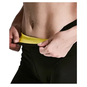 Close-up detail van hoge taille fitness zweven sauna broek, neopreen materiaal voering tonen.