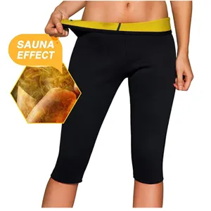 Vrouwen neopreen sauna zweet broek hoge taille workout capri legging fitness afvallen