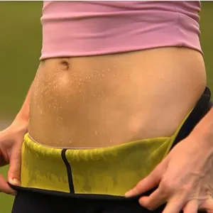 Detail van dames fitness zweet taille trainer, neopreen afvalgordel voor sportworkout.