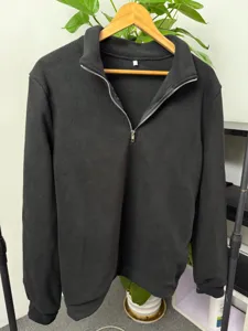 Men's Solid Color Quarter Zip Fleece Sweatshirt Casual Stand Collar Long Sleeve Pullover