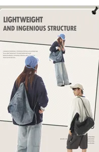 Casual denim shoulder bag versatile fashion hobo crossbody bag stylish travel backpack for daily use