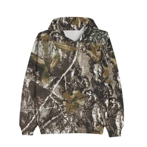 Trendy 3D tree camo hoodie for men and women, casual long sleeve loose streetwear sweatshirt.