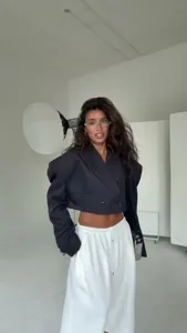 Blazer corto oversized da donna, moda autunnale casual elegante giacca da abito.