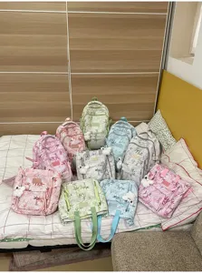 Stylish New Chinese style bamboo print backpack large capacity casual daypack for women