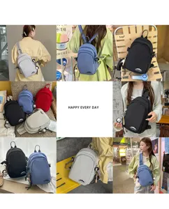 Lockerer minimalistischer Nylon Mini Crossover Rucksack für Damen, leicht und multifunktional.