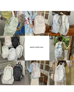 Korean style star backpack large capacity casual school bag for students lightweight trendy