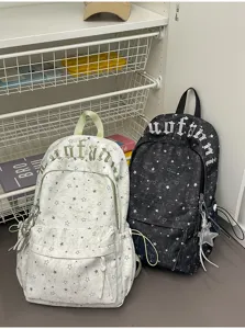 Korean ins style star pattern large capacity backpack for students casual school bag dual colors