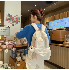 Korean style ins white iridescent backpack for school students commuting casual daily use
