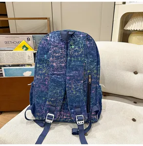 Stylish blue constellation pattern school backpack for student casual daily commute use and travel.