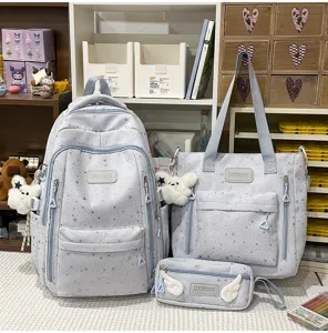 Detailansicht des dreiteiligen Sternen-Schulrucksack-Sets, leicht und stilvoll für Schüler.