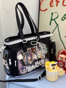 Japanese lace transparent ita bag cute anime shoulder crossbody tote bag for women students