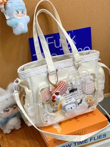 Japanese lace transparent ita bag cute shoulder crossbody tote bag for women students anime