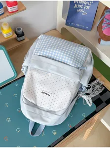 Cute plaid polka dot backpack lightweight travel schoolbag for women daily casual use bag