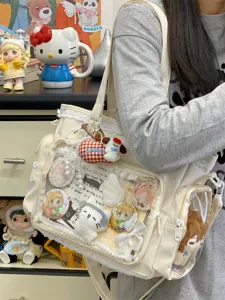 Japanese lace transparent ita bag cute single shoulder cross body tote bag for students