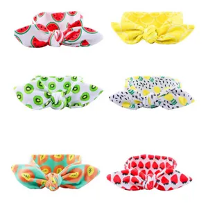 Joli bandeau bébé imprimé fruit avec nœud, accessoire de cheveux élastique pour photo accessoires.