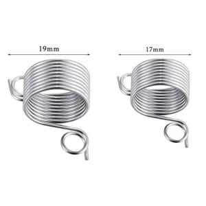 Detail van roestvrijstalen breigaren geleidingsring, 19mm en 17mm maten, handig hulpmiddel.