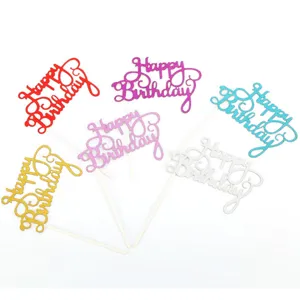 Colorful glitter Happy Birthday cake toppers set, perfect for birthday party baking decor.