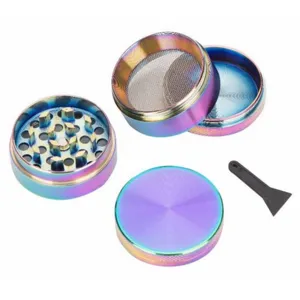 4-layer 40mm colorful metal herb spice grinder rainbow tobacco crusher with scraper