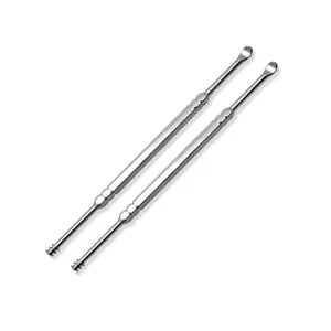Stainless steel double-ended spiral ear pick, safe ear cleaning tool for kids and daily use.