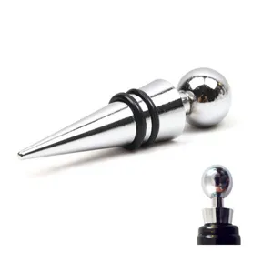 Zinc Alloy Wine Stopper Airtight Sealing Bottle Plug Round Head Conical Wine Saver For Bar Kitchen Home
