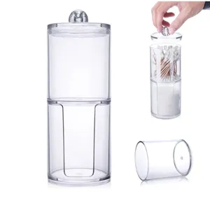 Transparenter Acryl Wattestäbchenhalter Make-up Organizer Doppelschichtige Desktop Aufbewahrungsbox Für Wattepads Und Q-Tips