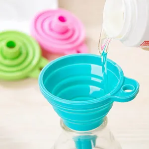 Foldable Silicone Kitchen Funnel Retractable Long Neck Funnel Portable Household Liquid Dispensing Tool Funnel For Oil