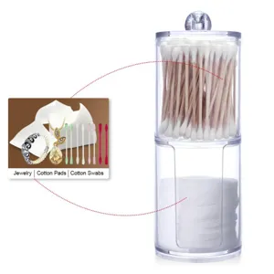 Transparenter Acryl 2-in-1 Wattestäbchen und Pads Organizer Kosmetik Aufbewahrungsbox.