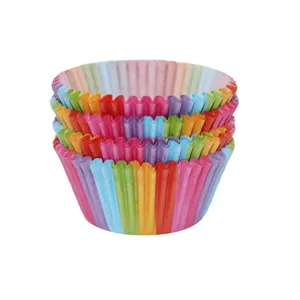 Capsulas de papel para cupcakes a rayas coloridas, moldes para magdalenas de cocina