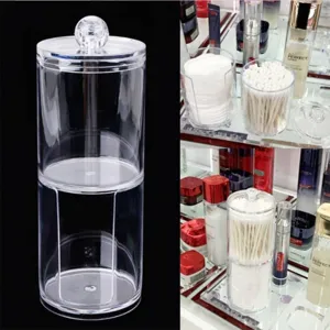 Transparenter Kunststoff 2-in-1 Wattepad- und Wattestäbchen-Organizer für Make-up.