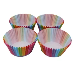 Moldes de papel para cupcakes arcoíris, cápsulas para muffins coloridas, 100 unidades.