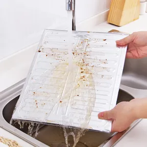 Détail de la plaque anti-éclaboussures montrant le processus de nettoyage facile.