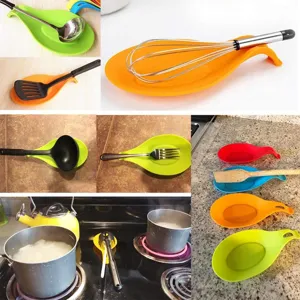 Repos cuillère en silicone pour cuisine, support résistant à la chaleur pour spatule et louche.