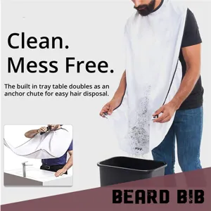 Beard bib for men shaving cape with suction cups waterproof hair catcher grooming apron